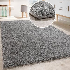 Paco Home Teppich »Twister 500«, rechteckig, Uni Hochflor Shaggy mit hoher... grau Größe B/L: 70 cm x 140 cm