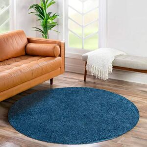 Carpet City Hochflor-Teppich »City Shaggy«, rund, Teppich Einfarbig Uni,... blau Größe Ø 80 cm