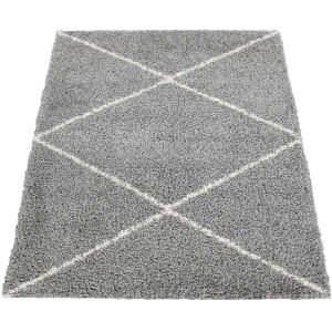 Paco Home Hochflor-Teppich »Kalmar 442«, rechteckig, Scandi Design, Rauten... grau Größe B/L: 140 cm x 200 cm