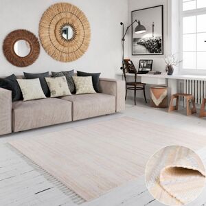 Home affaire Teppich »Nickelberg«, rechteckig, 90% Baumwolle, handgewebt, mit... creme/weiss Größe B/L: 120 cm x 170 cm