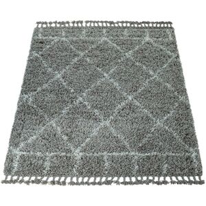 Paco Home Hochflor-Teppich »Nador 755«, rechteckig, weicher Shaggy mit Rauten... grau Größe B/L: 80 cm x 150 cm