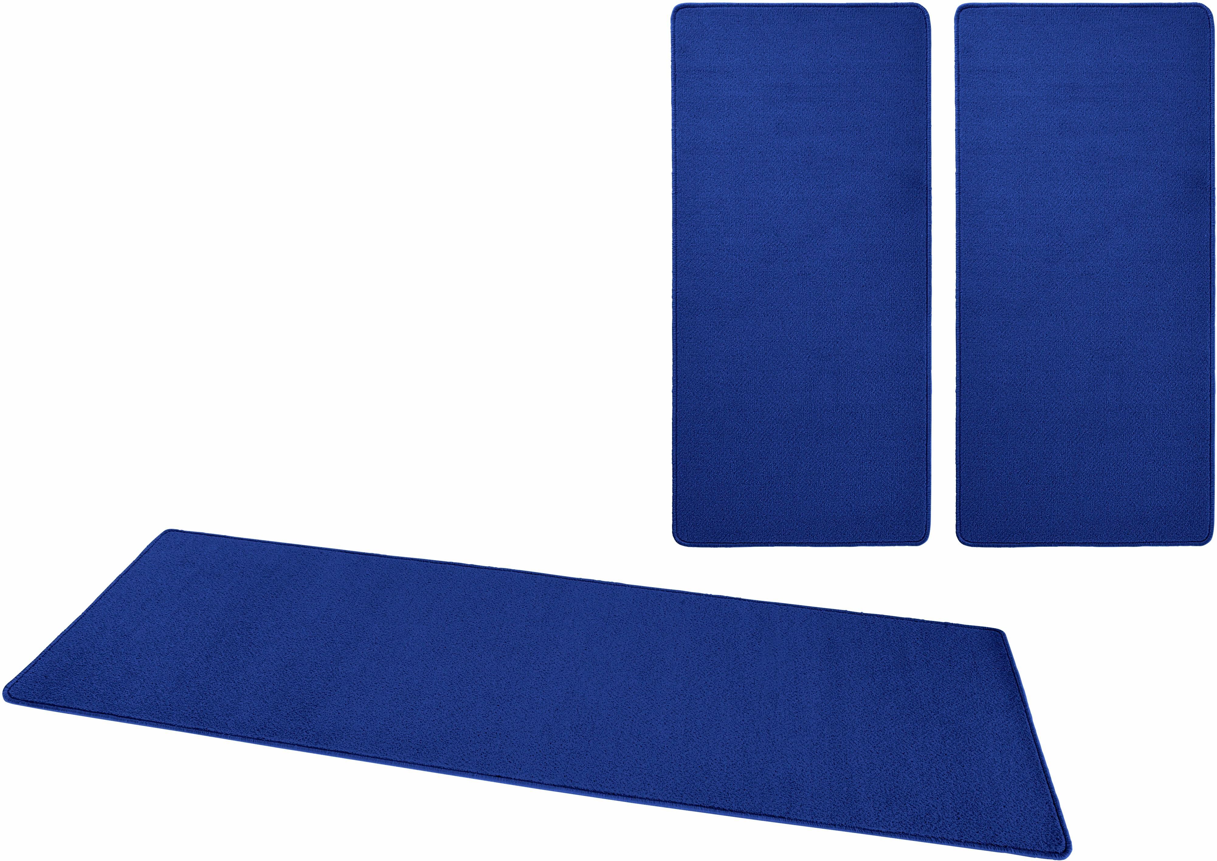 HANSE Home Bettumrandung »Fancy«, (3 tlg.), Robuster Kurzflor, Unifarben,... blau  14 (2x Brücke 140x67 cm & 1x Läufer 240x67 cm)
