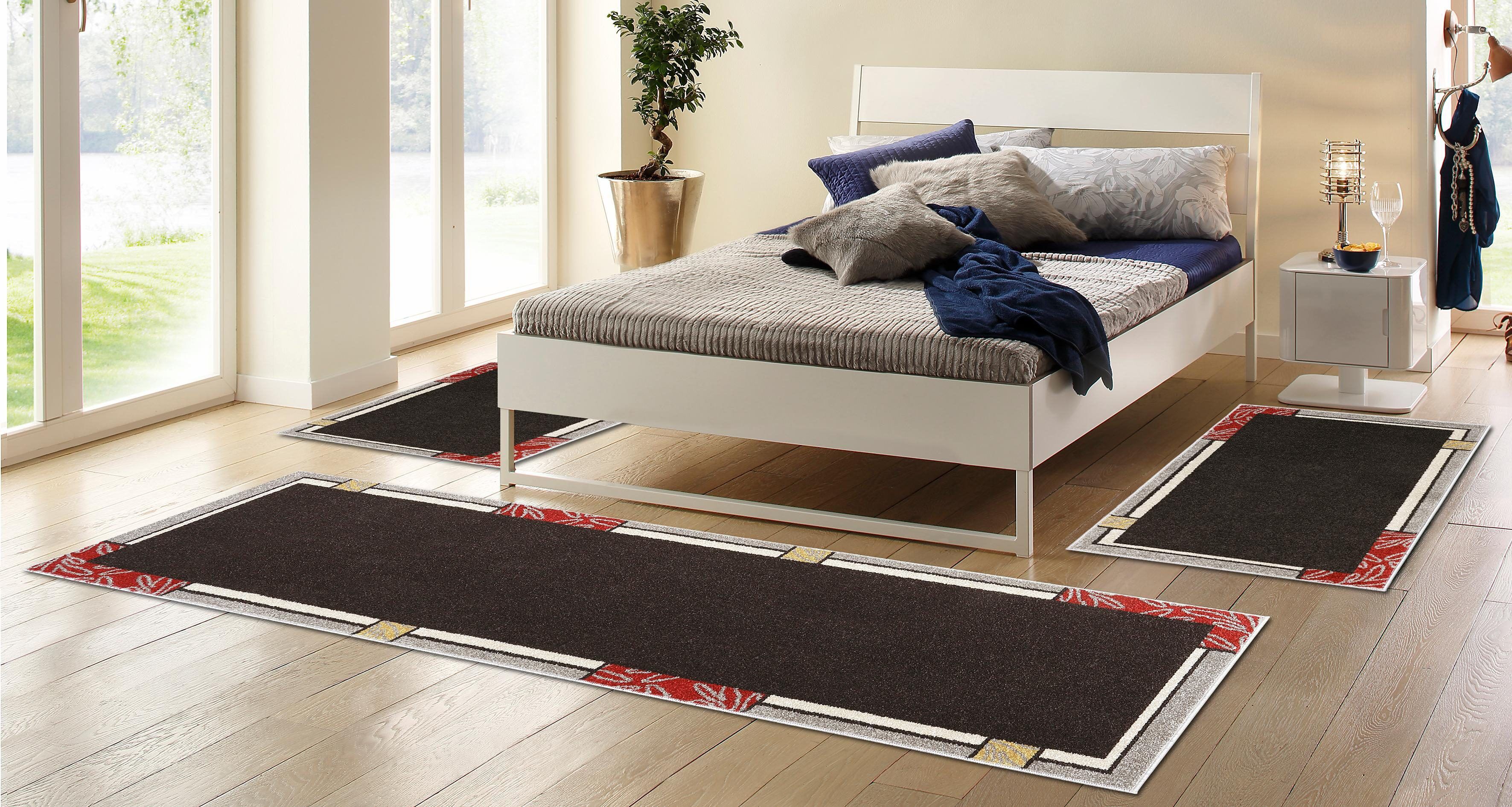 HANSE Home Bettumrandung »Bergamo«, (3 tlg.), Bettvorleger, gewebt, Bordüre... braun  14 (2x Brücke 140x70 cm & 1x Läufer 240x70 cm)