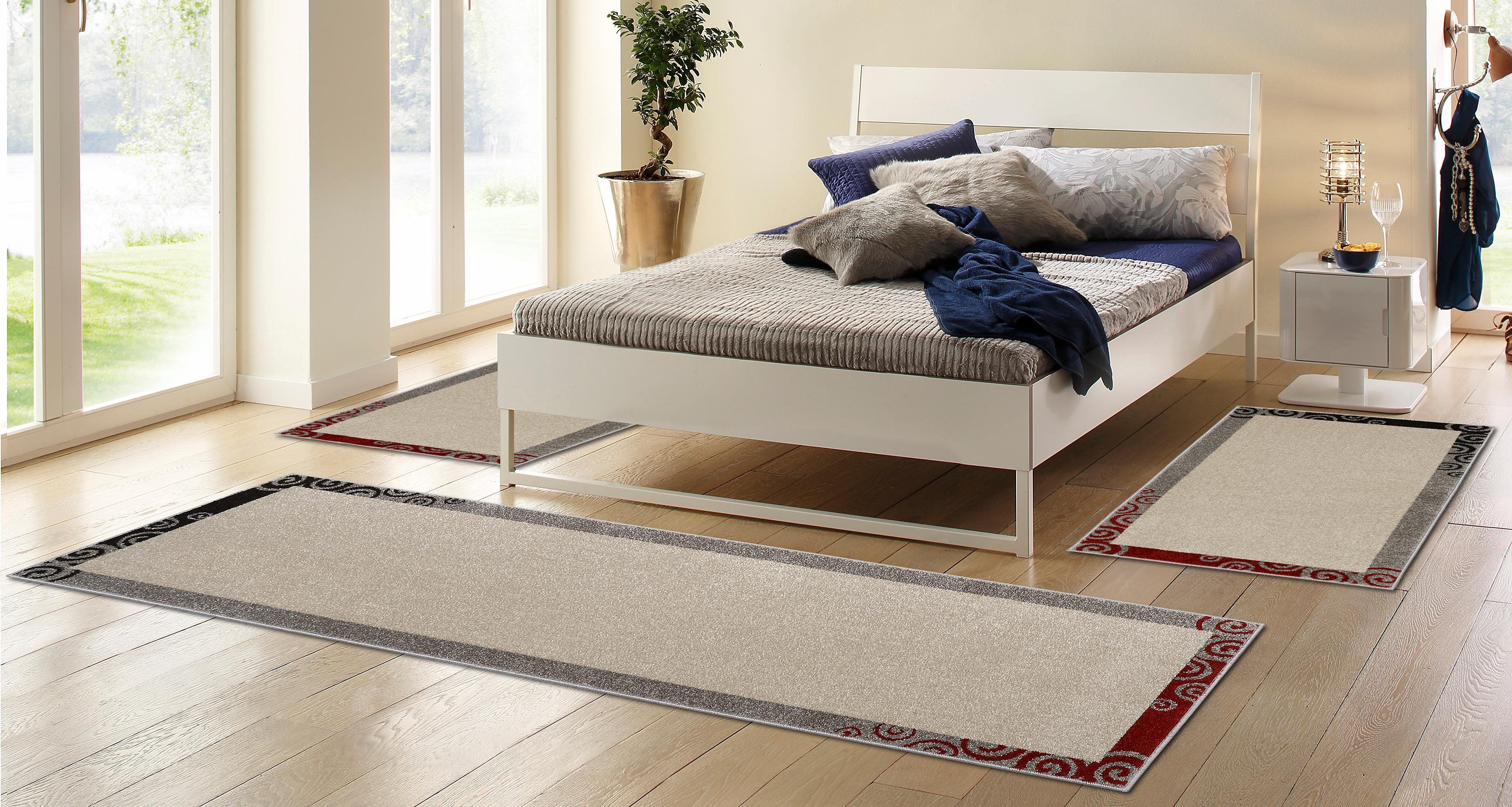 HANSE Home Bettumrandung »Salerno«, (3 tlg.), Bettvorleger, gewebt, Bordüre... beige Größe 14 (2x Brücke 140x70 cm & 1x Läufer 240x70 cm)