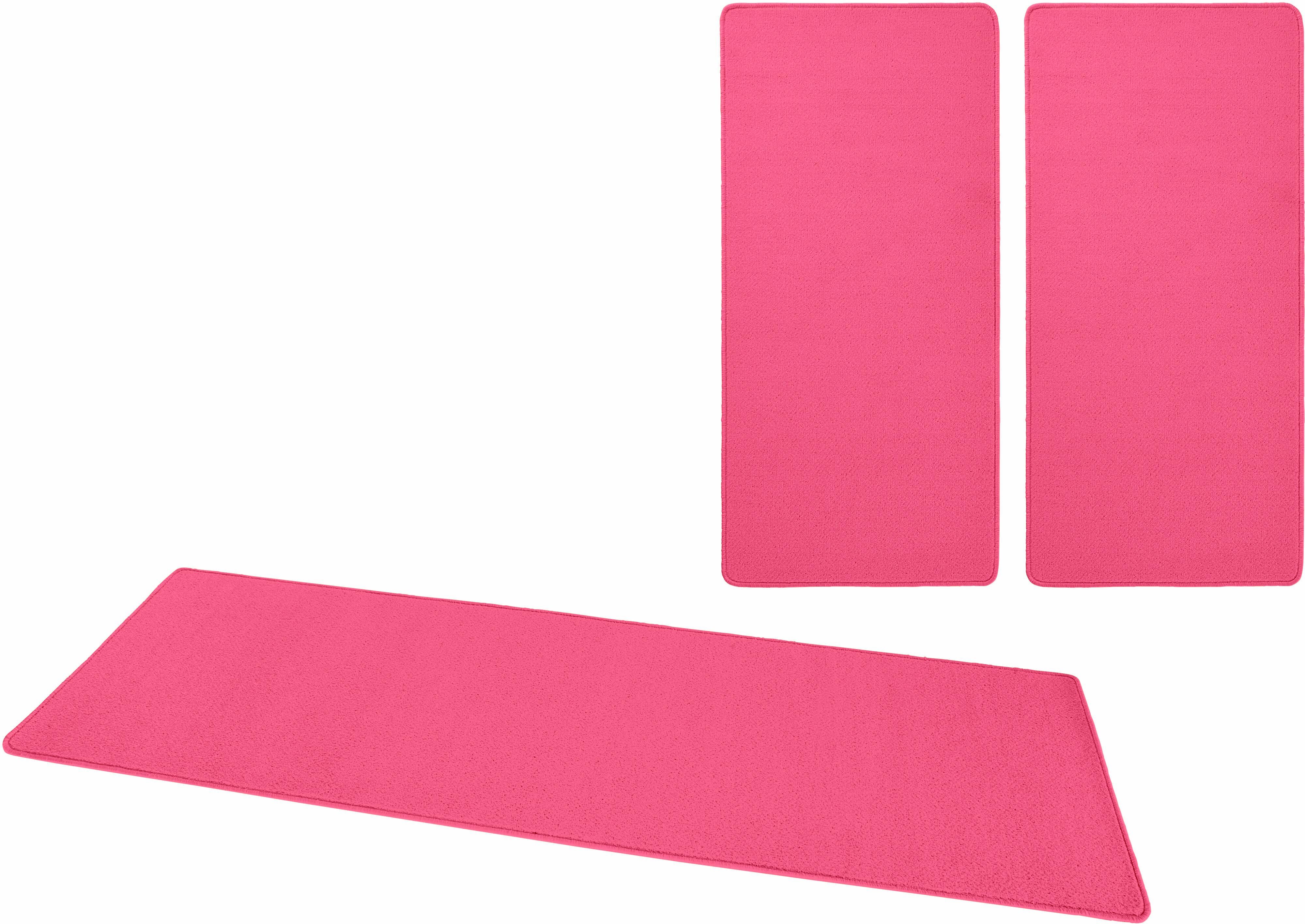 HANSE Home Bettumrandung »Fancy«, (3 tlg.), Robuster Kurzflor, Unifarben,... soft pink Größe 14 (2x Brücke 140x67 cm & 1x Läufer 240x67 cm)