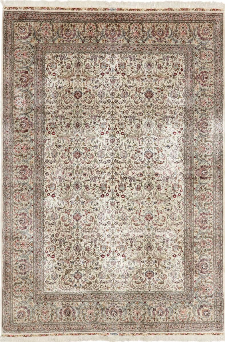 Nain Trading Handgeknüpfter Teppich Herike Seide 256x177 Grau/Beige (Seide, Persien/Iran)