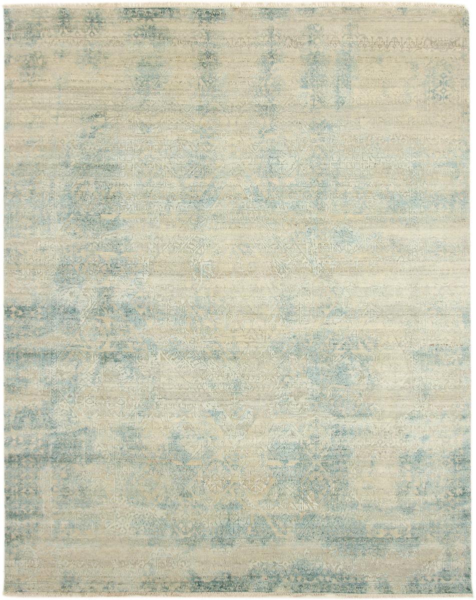 Nain Trading Orientalischer Sadraa Teppich 305x245 Grau/Olivgrün (Indien, Wolle mit Bambus-Seide, Handgeknüpft)