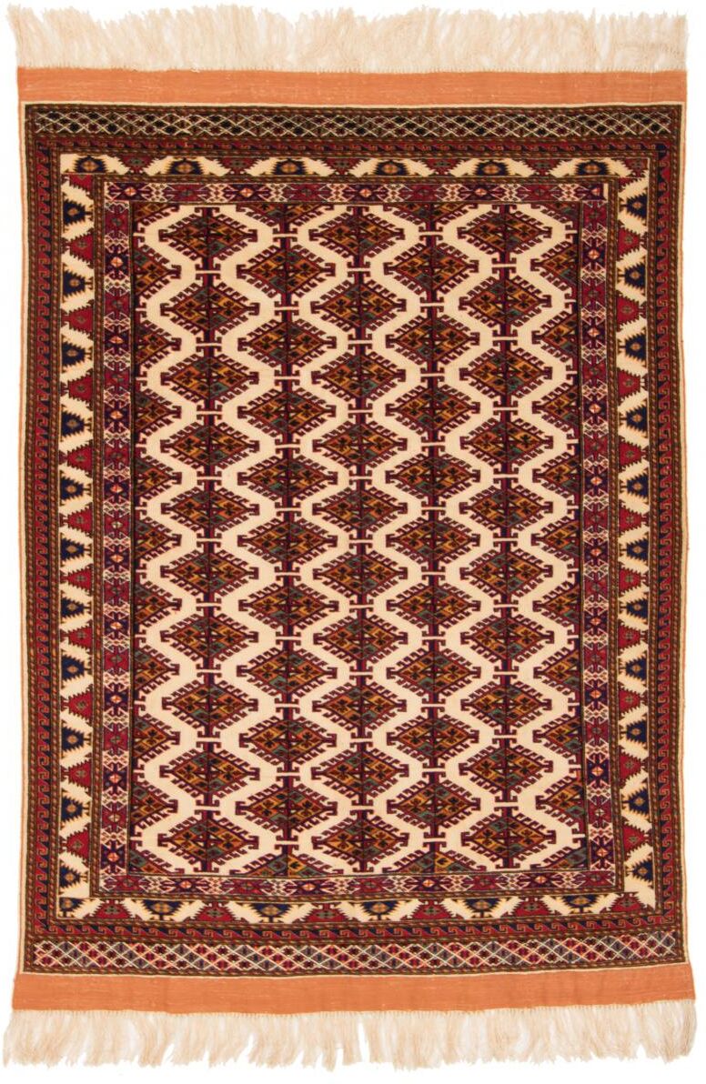 Nain Trading Handgeknüpfter Teppich Afghan Mauri Kabul 145x109 Beige/Rost (Wolle mit Seide, Afghanistan)