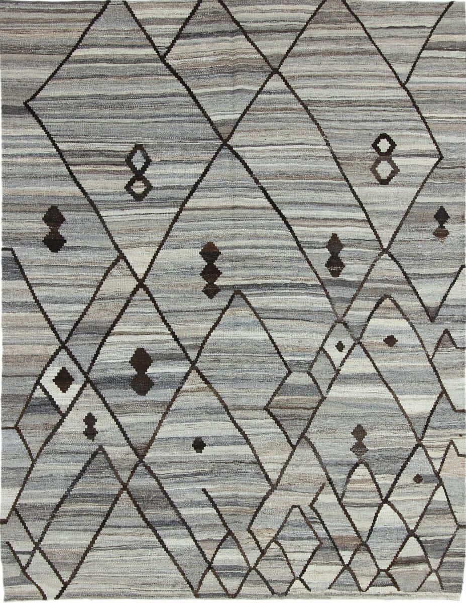 Nain Trading Orientalischer Kelim Afghan Berber Design Teppich 235x180 Dunkelgrau/Beige (Afghanistan, Wolle, Handgewebt)