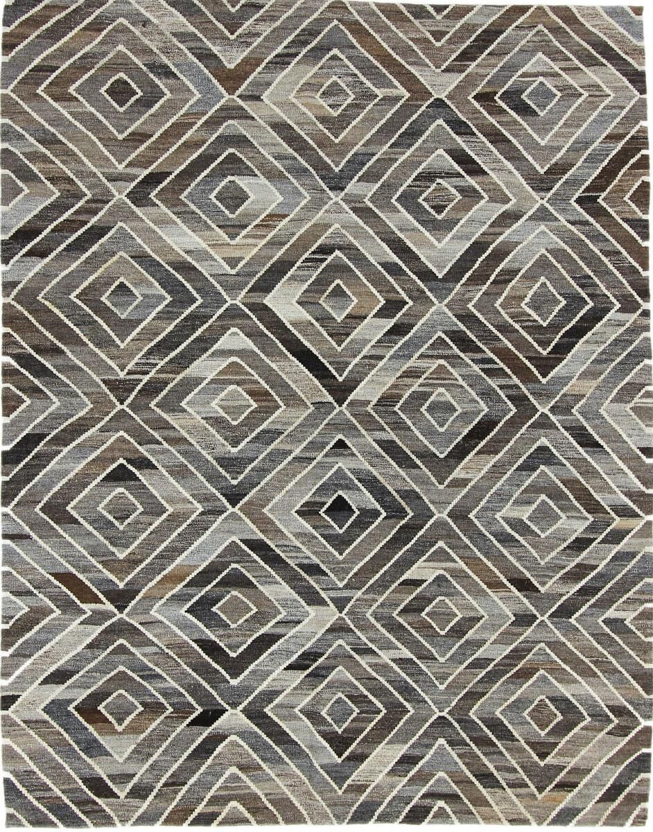Nain Trading Handgewebter Teppich Kelim Afghan Berber Design 203x161 Beige/Dunkelbraun (Wolle, Afghanistan)