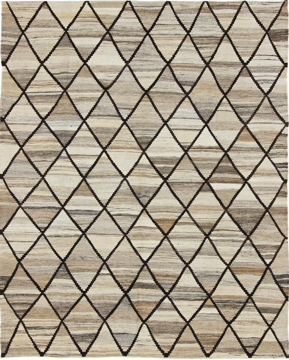 Nain Trading Handgewebter Teppich Kelim Afghan Berber Design 197x160 Dunkelgrau/Beige (Wolle, Afghanistan)
