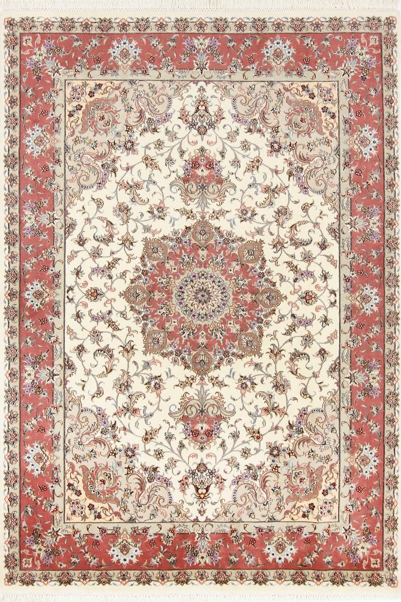 Nain Trading Orientalischer Täbriz 50Raj Teppich 247x172 Beige/Orange (Persien/Iran, Wolle mit Seide, Handgeknüpft)