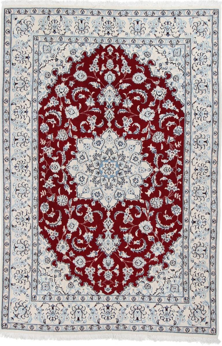 Nain Trading Orientalischer Nain 9La Teppich 206x136 Grau/Lila (Persien/Iran, Wolle mit Seide, Handgeknüpft)