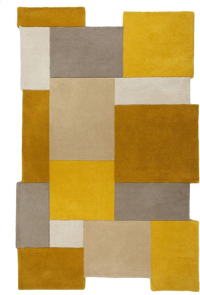 Flair Rugs koberce Ručně všívaný kusový koberec Abstract Collage Ochre/Natural - 60x230 cm