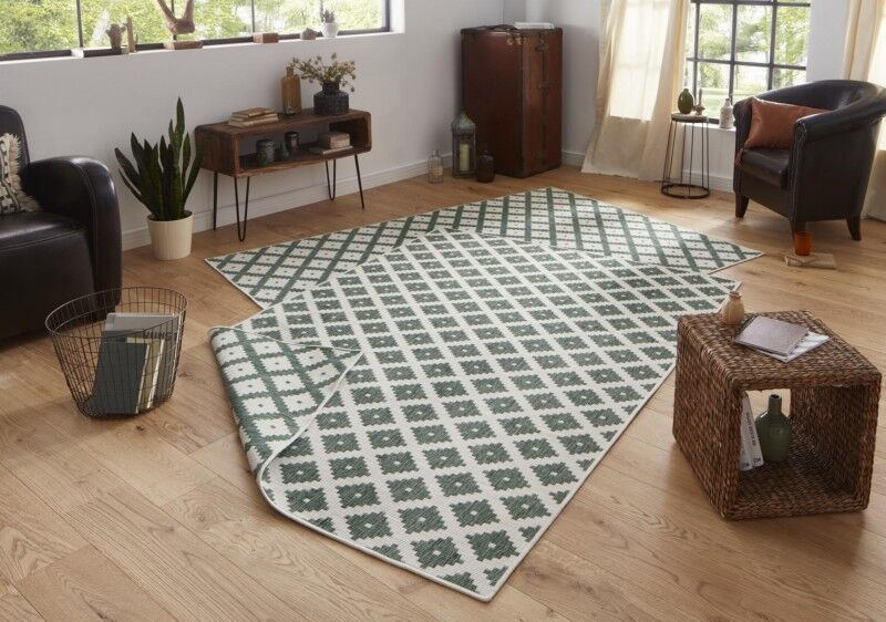 NORTHRUGS - Hanse Home koberce Kusový koberec Twin-Wendeteppiche 103125 grün creme - 80x150 cm