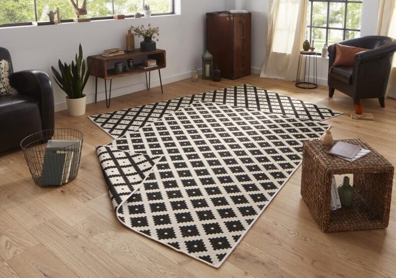 NORTHRUGS - Hanse Home koberce Kusový koberec Twin-Wendeteppiche 103124 schwarz creme - 80x150 cm