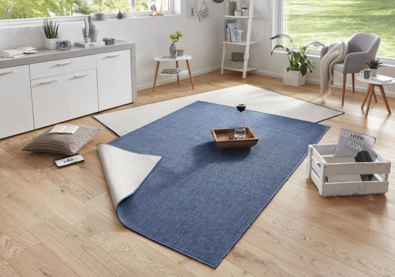 NORTHRUGS - Hanse Home koberce Kusový koberec Twin-Wendeteppiche 103100 blau creme - 80x350 cm