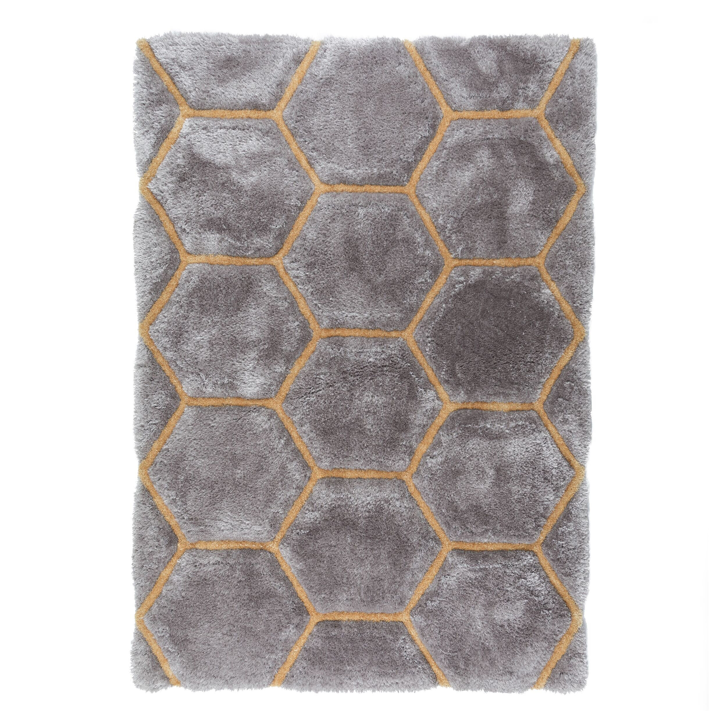 Flair Rugs koberce Kusový koberec Verge Honeycomb Grey/Ochre - 80x150 cm