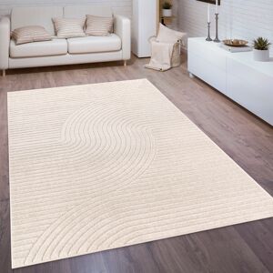 Teppich PACO HOME "Cotton 233" Teppiche Gr. B/L: 160 cm x 230 cm, 10 mm, 1 St., beige (creme) Esszimmerteppiche Kurzflor, Uni Farben, Hoch-Tief-Effekt, Scandi-Look, Outdoor geeignet