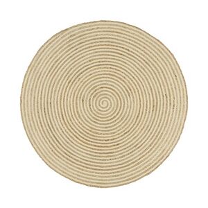 vidaXL Teppich Handgefertigt Jute mit Spiralen-Design Weiß 90 cm