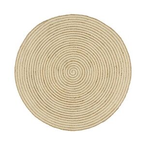 vidaXL Teppich Handgefertigt Jute mit Spiralen-Design Weiß 150 cm