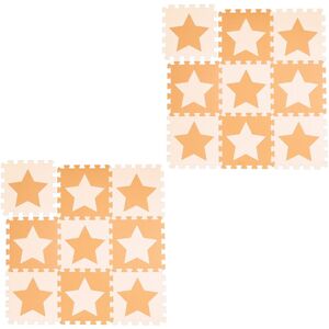 RELAXDAYS 18 tlg. Puzzlematte Sterne, 36 Puzzleteile, eva Schaumstoff, schadstofffrei, Spielunterlage 1,6 m², orange-beige