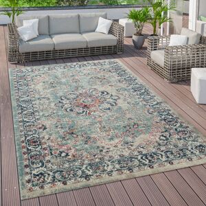 Outdoor Teppich Küchenteppich Balkon Terrasse Vintage Orient Muster Rot Blau Beige 60x100 cm - Paco Home