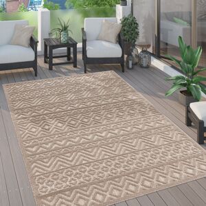 Paco Home - Outdoor Teppich Wetterfest Wohnzimmer Küchenteppich Skandi Ethno Muster Uni 3D 60x100 cm, Beige 3