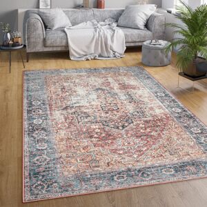 Teppich Wohnzimmer Flachgewebe Orient Marokkanisch Ornamente Vintage Waschbar 60x100 cm, Bunt 3 - Paco Home