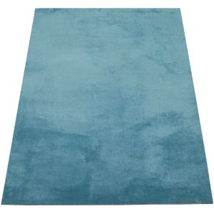 Teppich Wohnzimmer Kurzflor Waschbar Einfarbiger Moderner Stil Weich Türkis Blau 80x150 cm - Paco Home