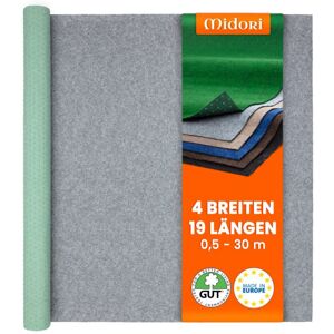 MIDORI Rasenteppich 100 x 200 cm Grau mit Noppen Kunstrasen Teppich Balkon Terrasse Outdoor - Grau