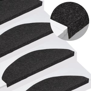 Bonnevie - Stufenmatten Selbstklebend 15 Stk. 65x22,5x3,5 cm Schwarz vidaXL478442