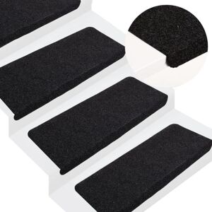 Bonnevie - Stufenmatten Selbstklebend 15 Stk. 65x24,5x3,5 cm Schwarz vidaXL869482