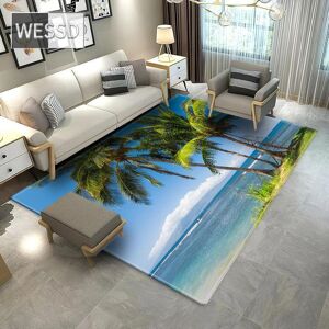 Zz Home Palm Beach Waves Bodenteppich Für Wohnzimmer, Meereslandschaft, 3d-Teppiche Für Schlafzimmer, Schwamm-Badematte, Großer Lounge-Teppich, Flur-Matten-Dekor