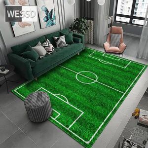 Zz Home 3d-Fußballfeld-Capet Für Wohnzimmer, Weiche Bodenmatte, Großer Mikrofaser-Teppich