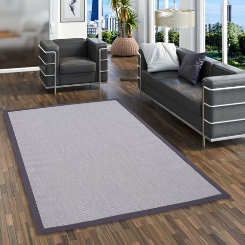 PERGAMON In & Outdoor Teppich Flachgewebe Madeira Grau Bordüre Anthrazit – 200×200 cm