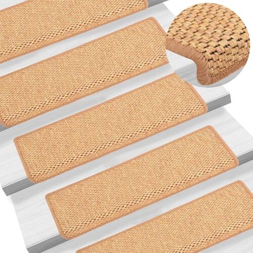 VIDAXL Wowona Treppenmatten Selbstklebend Sisal-Optik 15 Stk. 65×25 cm Orange