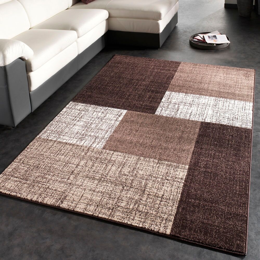 Teppich PACO HOME "Mondial 105" Teppiche Gr. B/L: 140 cm x 200 cm, 13 mm, 1 St., braun Esszimmerteppiche Kurzflor, modernes Karo Muster, ideal im Wohnzimmer & Schlafzimmer