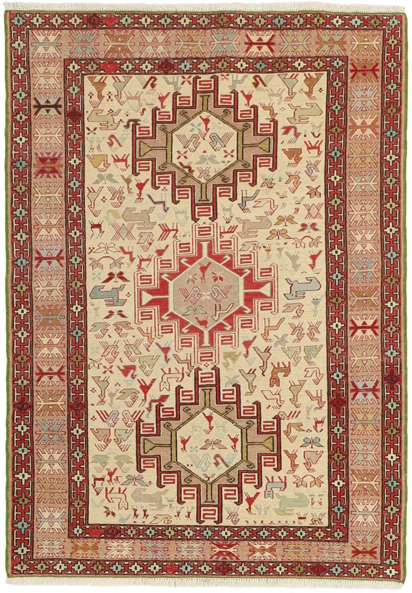 Nain Trading Persischer Kelim Soumak Shahsavan Teppich 144x103 Braun/Rost (Wolle, Persien/Iran, Handgeknüpft)