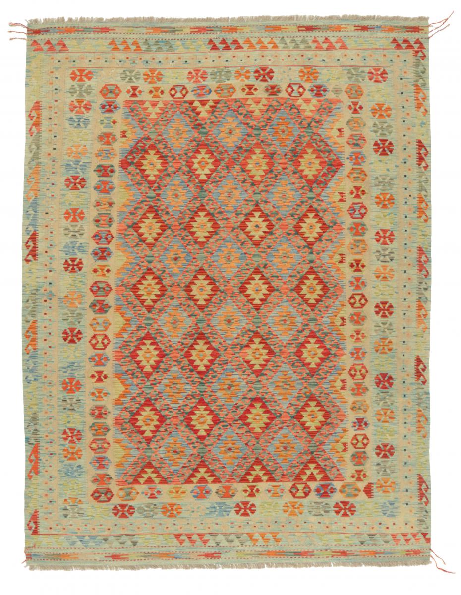 Nain Trading Handgewebter Teppich Kelim Afghan 276x208 Beige/Orange (Wolle, Afghanistan)