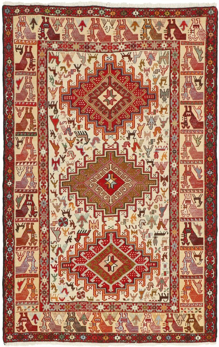 Nain Trading Handgeknüpfter Teppich Kelim Soumak Shahsavan 147x97 Beige/Rosa (Wolle, Persien/Iran)