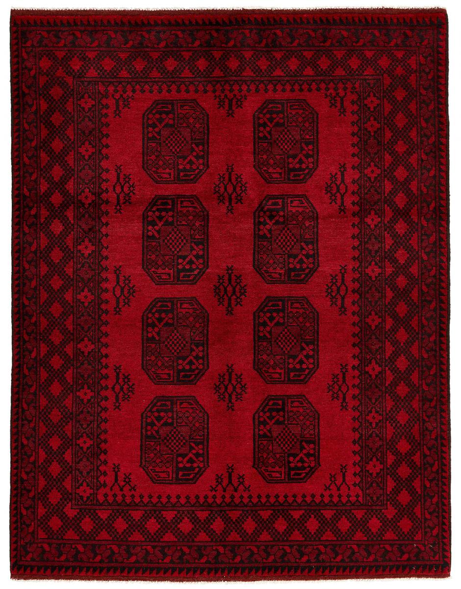 Nain Trading Handgeknüpfter Teppich Afghan Akhche 196x152 Dunkelrot (Wolle, Afghanistan)