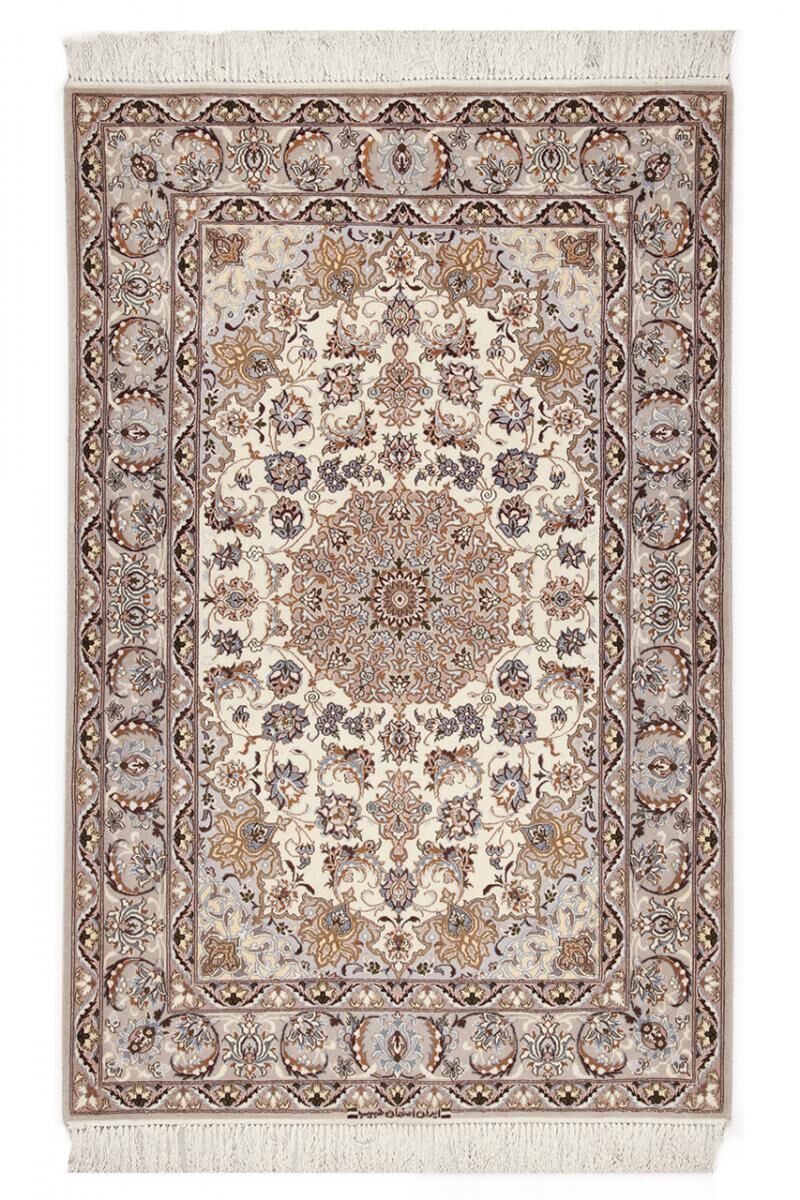 Nain Trading Persischer Isfahan Sherkat Seidenkette Teppich 167x108 Beige/Rosa (Wolle mit Seide, Persien/Iran, Handgeknüpft)