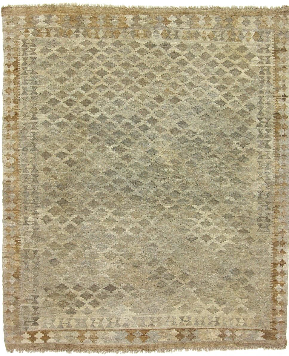 Nain Trading Handgewebter Teppich Kelim Afghan Heritage 190x155 Beige/Dunkelbraun (Wolle, Afghanistan)