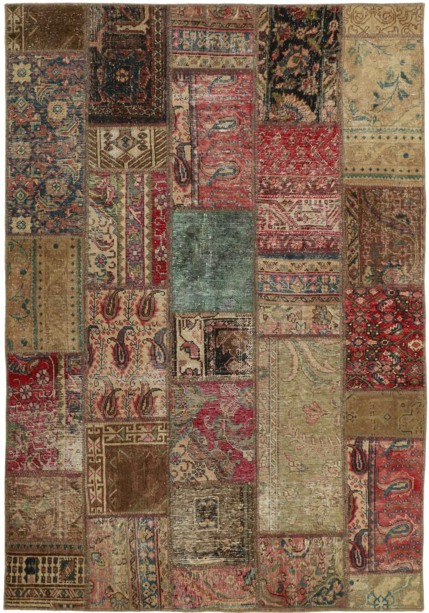 Nain Trading Perserteppich Patchwork 202x143 Beige/Dunkelbraun (Handgeknüpft, Persien/Iran, Wolle)