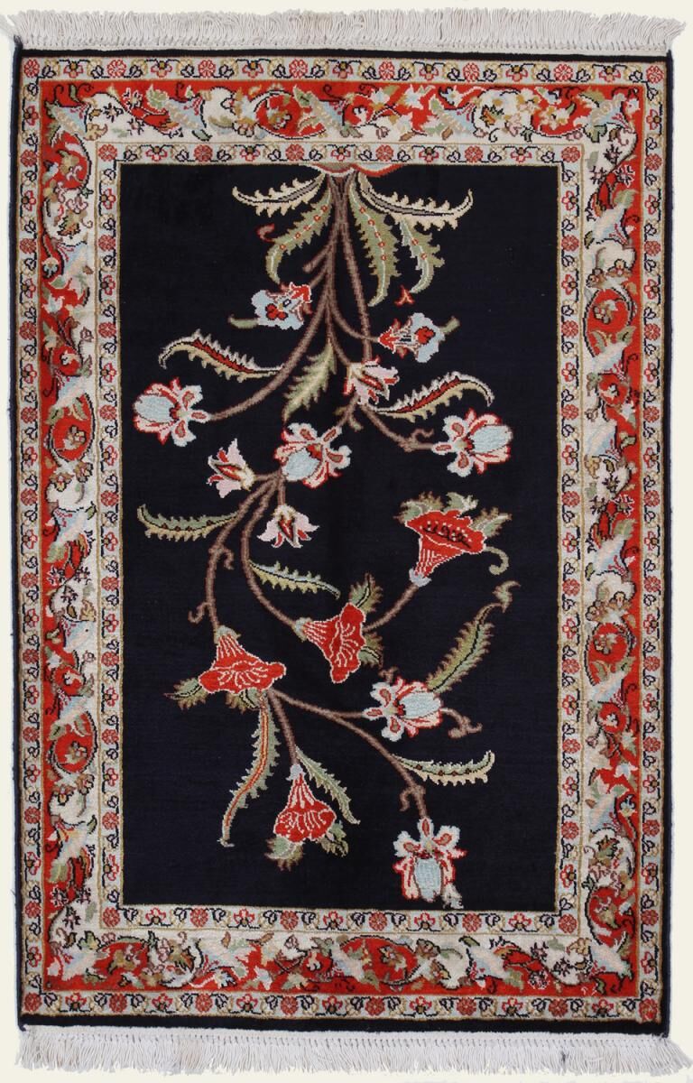 Nain Trading Orientalischer Kaschmir Seide Teppich 93x64 Beige/Rost (Indien, Seide, Handgeknüpft)