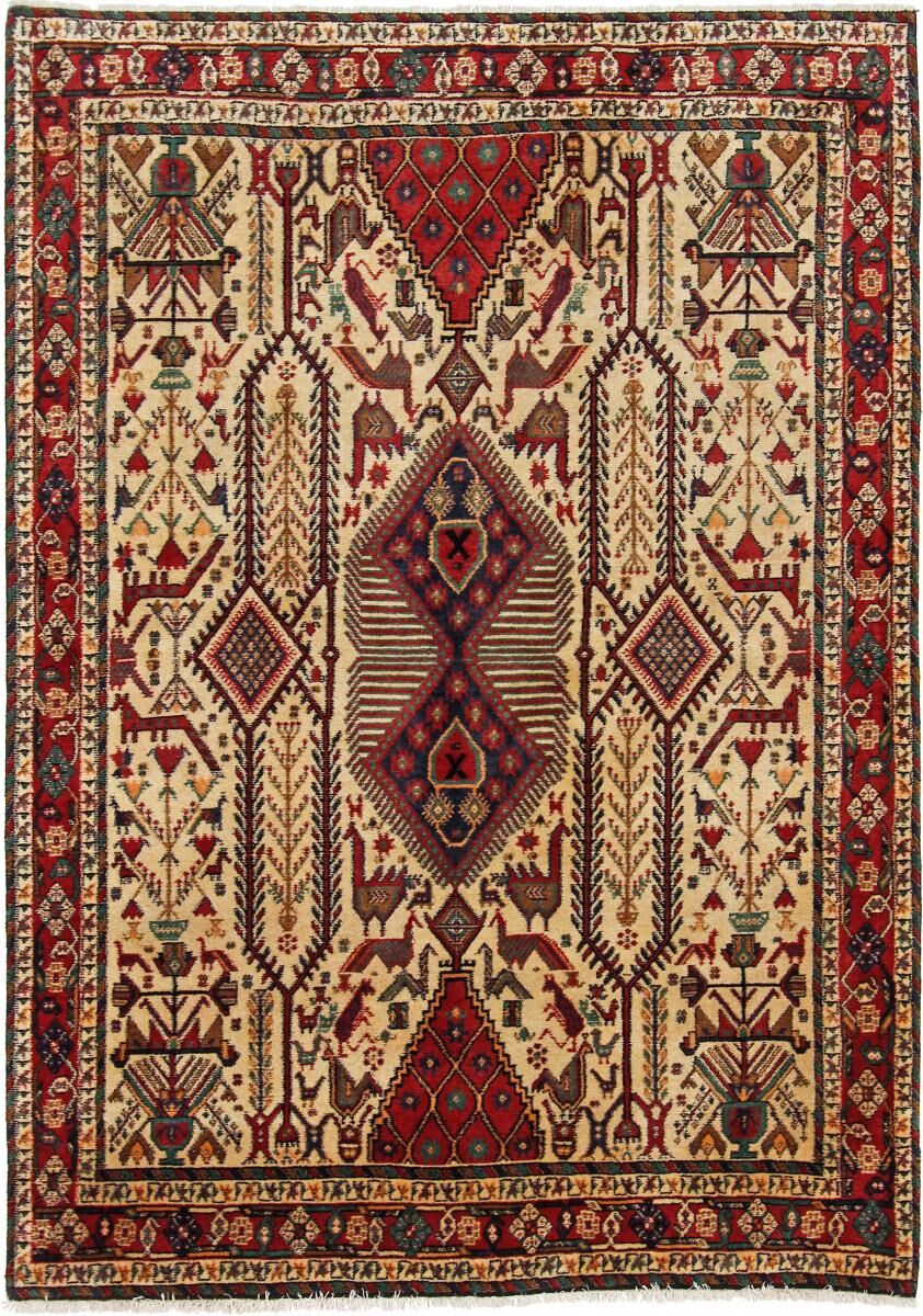 Nain Trading Persischer Afshar Teppich 196x140 Beige/Braun (Wolle, Persien/Iran, Handgeknüpft)