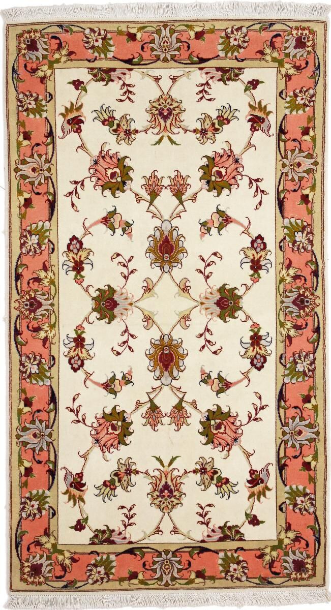 Nain Trading Handgeknüpfter Teppich Täbriz 50Raj 134x74 Läufer Beige/Braun (Wolle mit Seide, Persien/Iran)