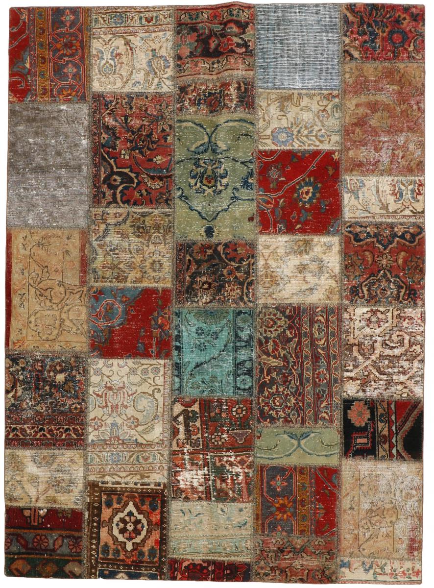 Nain Trading Handgeknüpfter Teppich Patchwork 235x165 Beige/Dunkelbraun (Wolle, Persien/Iran)