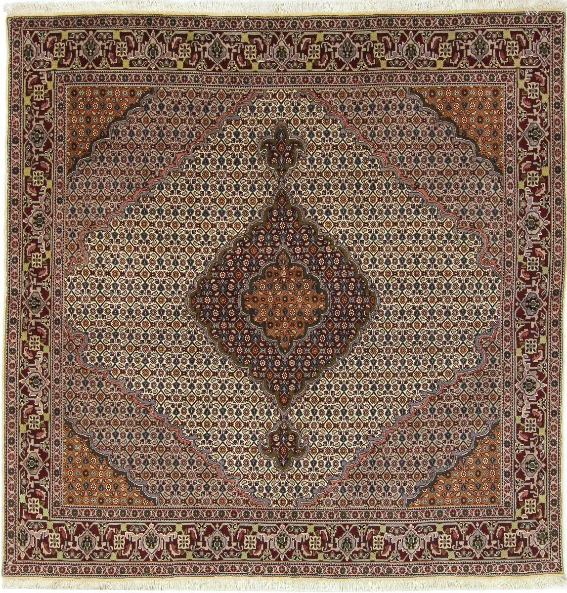 Nain Trading Handgeknüpfter Teppich Täbriz Mahi 203x199 Quadratisch Beige/Dunkelbraun (Wolle, Persien/Iran)